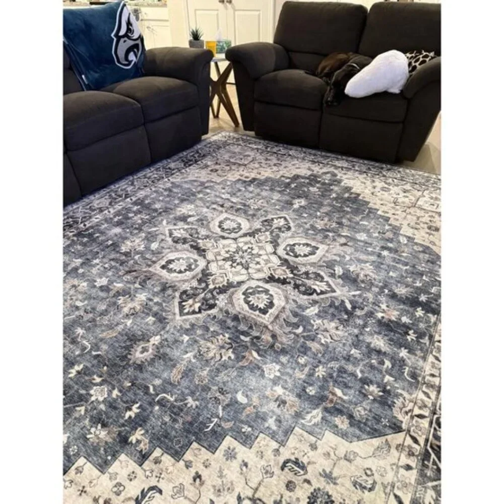 New 8x10 Washable Area Rug Vintage Non-Slip Large Carpet for Living Room Home